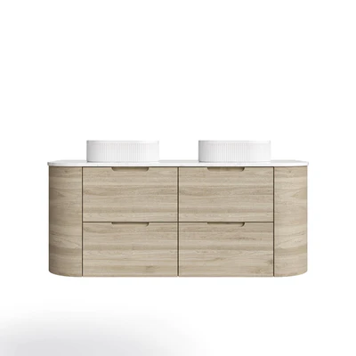 VITO CALVO CLASSIC OAK 1200MM CURVED DOUBLE BOWL WALL HUNG VANITY