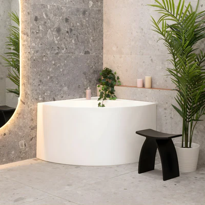 ENFLAIR ANGIE CORNER-FIT JAPANESE SOAKING BATHTUB MATTE WHITE (AVAILABLE IN 800MM AND 1000MM)