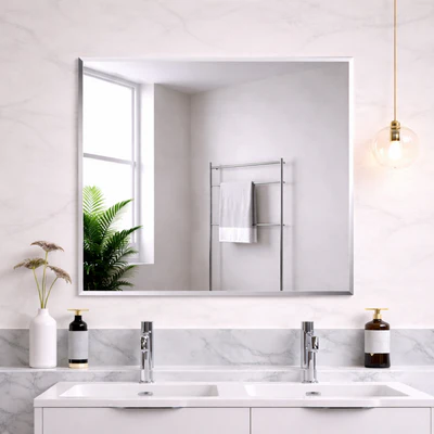 POSEIDON JASPER SQUARE FRAMELESS BEVEL EDGE PLAIN MIRROR 750X750MM