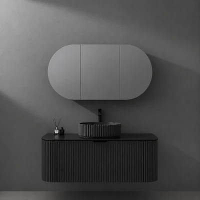 LUKKA ALLISON MATTE BLACK MIRROR SHAVING CABINET 1500MM