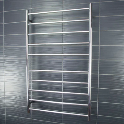 RADIANT HEATING 10-BARS ROUND HEATED TOWEL RAIL CHROME 130WATTS 750MM