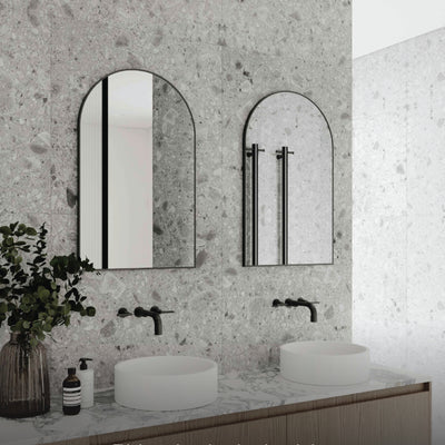 THERMOGROUP ABLAZE ARCH BLACK FRAMED MIRROR 500X800MM
