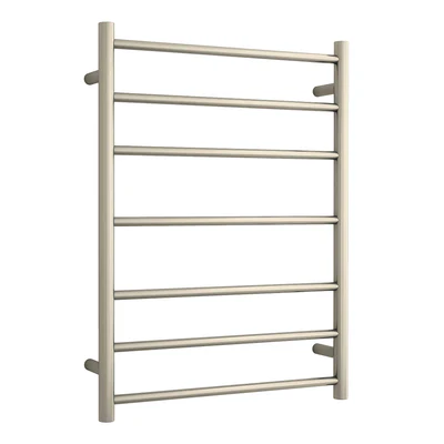 THERMOGROUP 7-BAR ROUND LADDER HEATED TOWEL RAIL BRUSHED NICKEL 600MM
