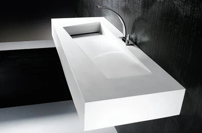 GALLARIA BLANCA RECTANGULAR WALL HUNG STONE BASIN WHITE 1190MM