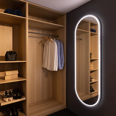 REMER GATSBY OVAL FRAMED LED MIRROR MATTE BLACK 600X1800MM
