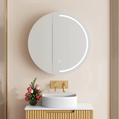 MERCIO ATHENA MATTE WHITE LED SHAVING CABINET 750X750MM