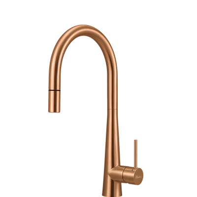 OLIVERI ESSENTE 316 LEAD FREE GOOSE NECK PULL OUT KITCHEN MIXER 443MM COPPER