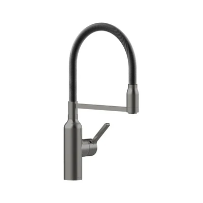 FELTON BEX ALL PRESSURE PULL DOWN SINK MIXER 414MM BRUSHED GUN METAL AND BLACK