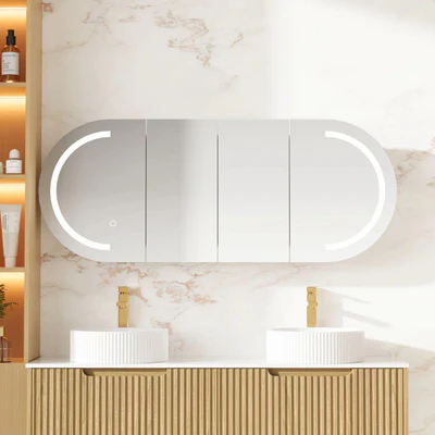 MERCIO ATHENA MATTE WHITE LED SHAVING CABINET 1500X600MM