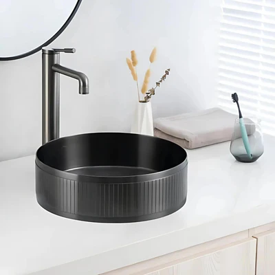 ALIA TEXTURED-SS ABOVE COUNTER BASIN STAINLESS STEEL GUNMETAL GREY 400MM
