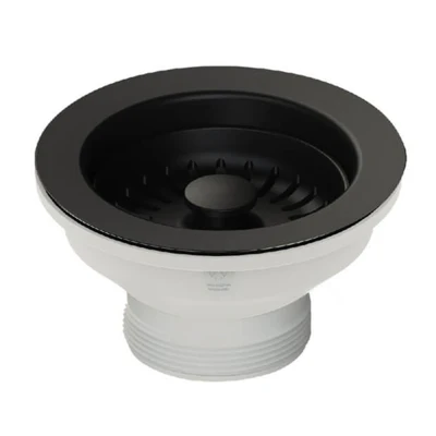TURNER HASTINGS BASKET WASTE WITH LONG SCREW 90MM MATTE BLACK