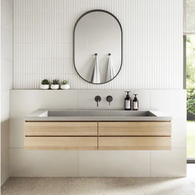 CONCRETE STUDIO DARBAL SINGLE WASH PLANE WALL HUNG BASIN (AVAILABLE IN 900MM, 1200MM, 1500MM, 1800MM AND 2100MM)
