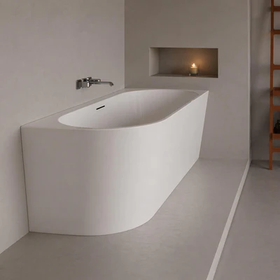 ZUMI MILA FREESTANDING RIGHT CORNER BATHTUB WITH OVERFLOW GLOSS WHITE (AVAILABLE IN 1500MM AND 1700MM)