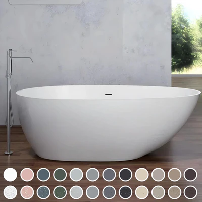 PIETRA BIANCA OLIVIA FREESTANDING STONE BATHTUB WITH CUSTOM COLOURS (AVAILABLE IN 1600MM AND 1800MM)