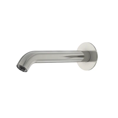 AMOZA CURVED BATH SPOUT 200MM BRUSHED STAINLESS STEEL