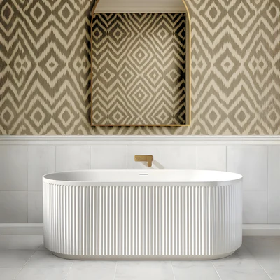 ATTICA HAVANA FLUTED FREESTANDING BATHTUB WITH INTEGRATED OVERFLOW GLOSS WHITE (AVAILABLE IN 1500MM AND 1700MM)