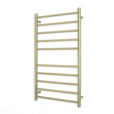 RADIANT HEATING 10-BARS ROUND HEATED TOWEL RAIL LIGHT GOLD 600MM