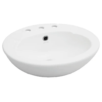 JOHNSON SUISSE AVON SEMI-RECESSED COUNTER TOP BASINS THREE TAPHOLE WHITE 495MM