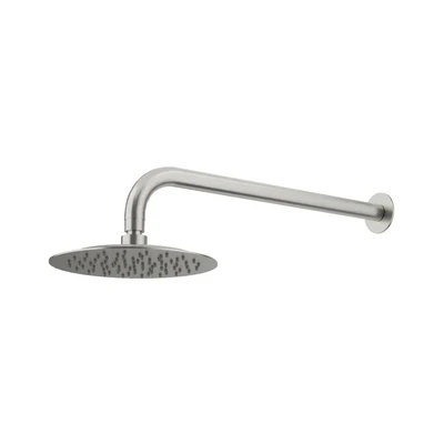 AMOZA CURVED SHOWER ARM & HEAD 2 PACKS 200MM BRUSHED STAINLESS STEEL