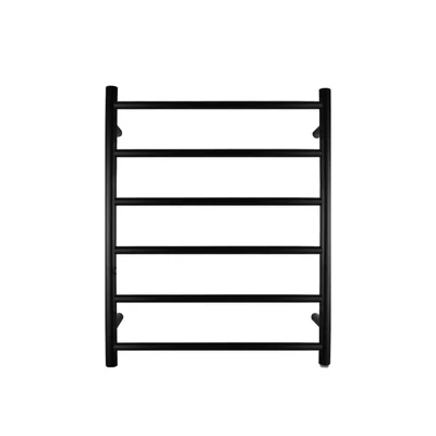 AQUAPERLA  6-BAR ROUND LADDER HEATED TOWEL RAIL 620MM BLACK