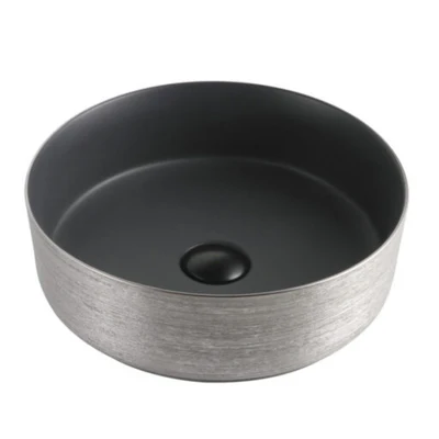 RIVA 3018 ABOVE COUNTER BASIN BRUSHED SILVER & MATTE BLACK 360MM