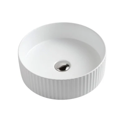 RIVA 499 FLUTED ABOVE COUNTER BASIN GLOSS WHITE 400MM