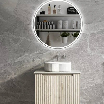 AULIC CALDER NATURAL OAK 600MM SINGLE BOWL WALL HUNG VANITY
