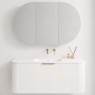 LUKKA ALLISON MATTE WHITE MIRROR SHAVING CABINET 1200MM