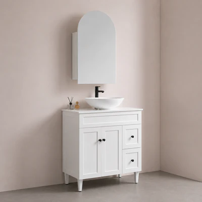 LUKKA ALLISON MATTE WHITE MIRROR SHAVING CABINET 600MM