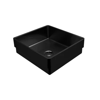 OLIVERI MILAN RECTANGULAR STAINLESS STEEL INSET BASIN BLACK 400MM