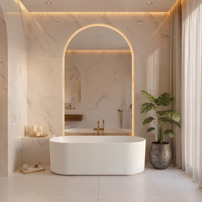 CETO ALLY GROOVE OVAL FREESTANDING BATHTUB MATTE WHITE (AVAILABLE IN 1500MM AND 1700MM)