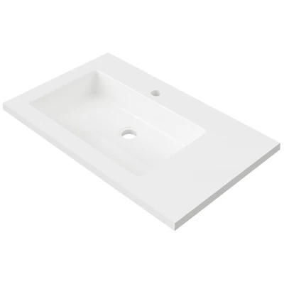 DUROCLASS ESSENTIAL GLOSS WHITE OFFSET SINGLE BOWL UNDERMOUNT VANITY TOP (MULTIPLE SIZES AVAILABLE)