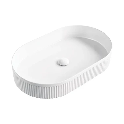 ZUMI LUNA FLUTED ABOVE COUNTER BASIN GLOSS WHITE 580MM