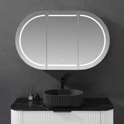 LUKKA ALLISON MATTE WHITE LED MIRROR SHAVING CABINET 1200MM