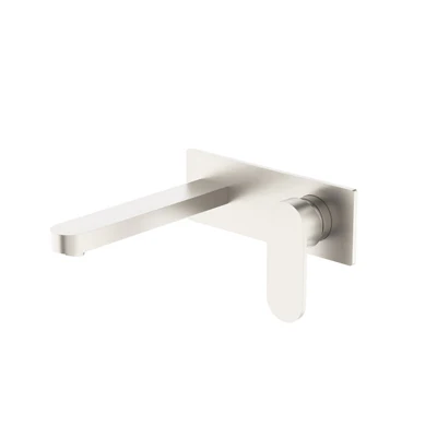 NERO ECCO WALL BASIN/BATH MIXER 206MM BRUSHED NICKEL