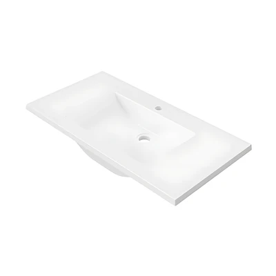 DUROCLASS MONACO GLOSS WHITE SINGLE BOWL UNDERMOUNT VANITY TOP (MULTIPLE SIZES AVAILABLE)