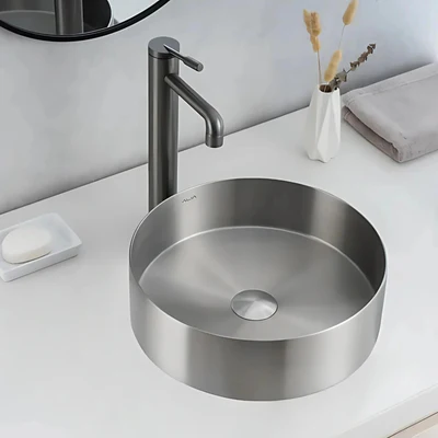 ALIA SS ABOVE COUNTER BASIN STAINLESS STEEL BRUSHED SILVER 400MM