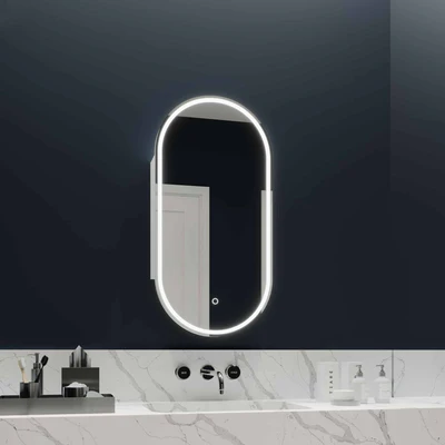 REMER CAPSULE FRAMELESS WHITE LED SHAVING CABINET 450X900MM