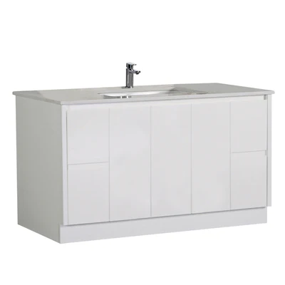 AULIC ALICE SATIN WHITE 1500MM SINGLE BOWL FLOOR STANDING VANITY