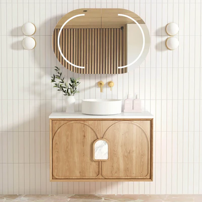 OTTI LAGUNA MARK II WOODLAND OAK 900MM SINGLE BOWL WALL HUNG VANITY