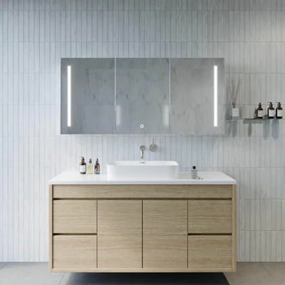 REMER AMBER SILVER LED SHAVING CABINET 1500X700MM