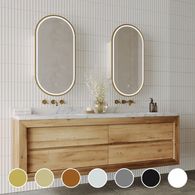 REMER CAPSULE CUSTOM COLOURS FRAMED WHITE LED SHAVING CABINET 454X904MM