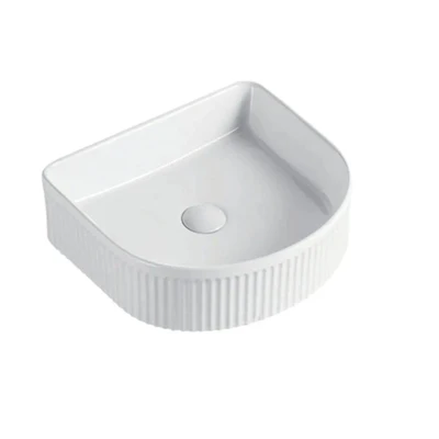 ZUMI LINEA FLUTED ABOVE COUNTER BASIN GLOSS WHITE 415MM