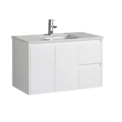 AULIC ALICE SATIN WHITE 900MM WALL HUNG VANITY (AVAILABLE IN LEFT AND RIGHT HAND DRAWER)