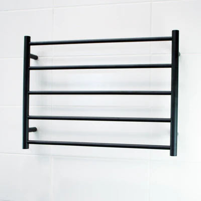 RADIANT HEATING 5-BARS ROUND NON-HEATED TOWEL RAIL MATTE BLACK 750MM