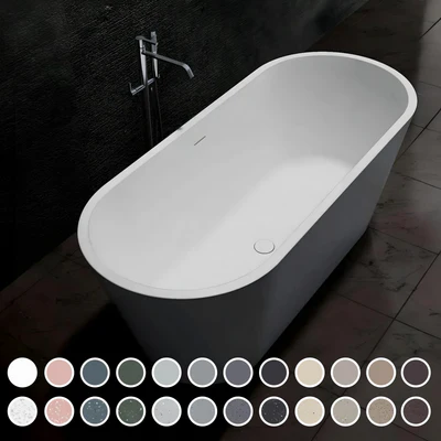 PIETRA BIANCA OLIVE FREESTANDING STONE BATHTUB WITH CUSTOM COLOURS 1700MM