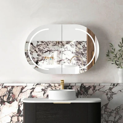 OTTI BONDI BLACK OAK LED SHAVING CABINET WITH POWERPOINT 900X600MM