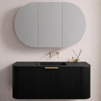 LUKKA ALLISON MATTE BLACK MIRROR SHAVING CABINET 1200MM