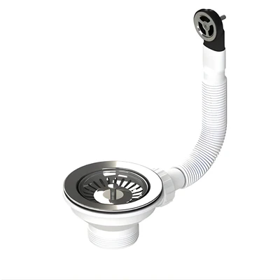 TURNER HASTINGS BASKET WASTE WITH OVERFLOW KIT AND LONG SCREW 90MM POLISHED STAINLESS STEEL