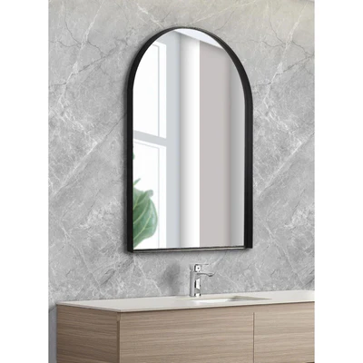 POSEIDON AURA ARCH ALUMINIUM FRAMED MIRROR BLACK 600X900MM